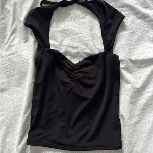 Garage Sweetheart Open Back Black Women's Top